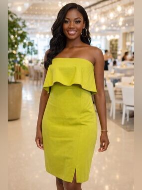 Bold Elements Chartreuse Strapless Dress XL